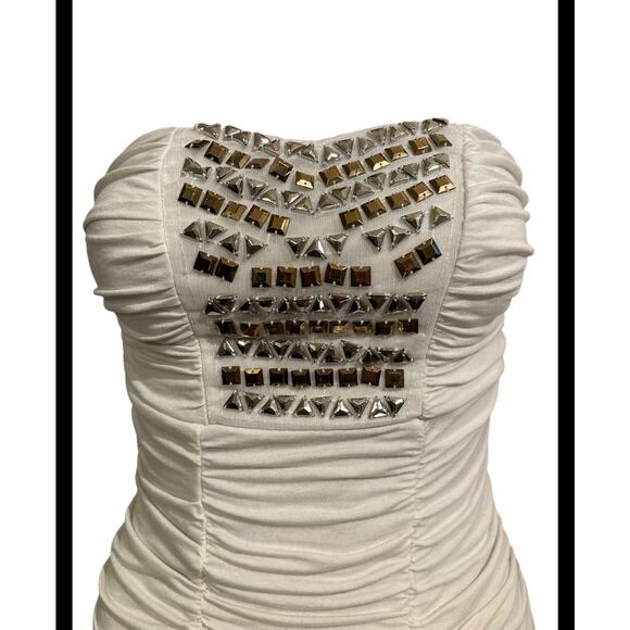 Bebe Strapless Ruched Mini Dress Size Small - Picture 2 of 8